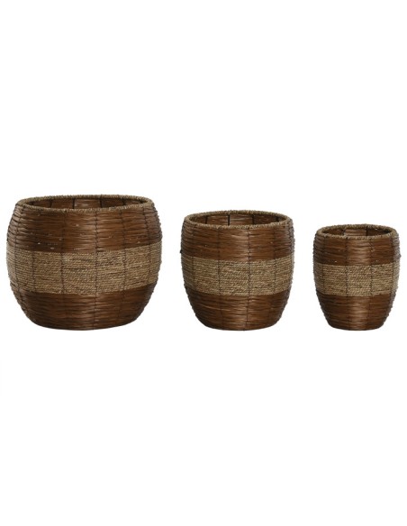 MACETERO SET 3 FIBRA METAL 33X33X30 NATURAL