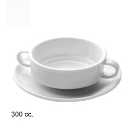 TAZA CONSOMÉ BLANCA C/PLATO - PORCELANA