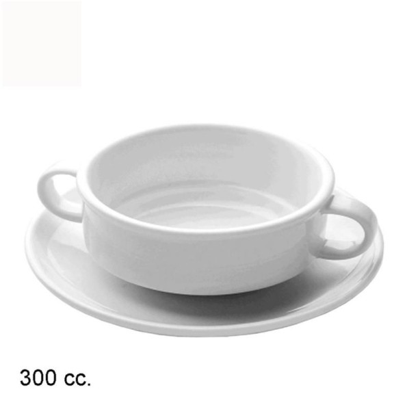 TAZA CONSOMÉ BLANCA C/PLATO - PORCELANA