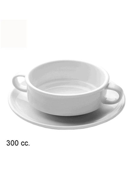 TAZA CONSOMÉ BLANCA C/PLATO - PORCELANA