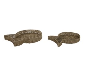 BANDEJA SET 2 SEAGRASS METAL 49X33X6 PEZ NATURAL