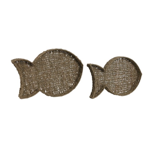 BANDEJA SET 2 SEAGRASS METAL 49X33X6 PEZ NATURAL