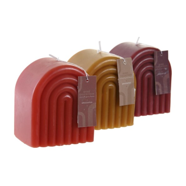 VELA CERA 8X6X9 320 GR, ARCOS 3 SURTIDO