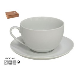 TAZA JUMBO CON PLATO 400ML  BLANCA GARDE