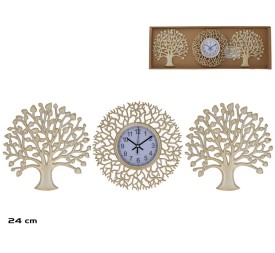 SET RELOJ 2 ARBOLES 24 CM BLANCO
