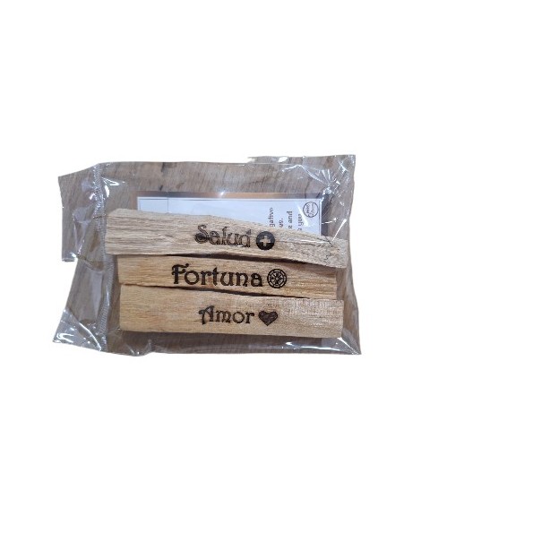 PACK PALO SANTO GRABADO (SALUD, FORTUNA, AMOR)