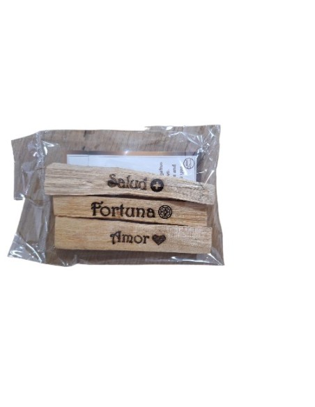 PACK PALO SANTO GRABADO (SALUD, FORTUNA, AMOR)