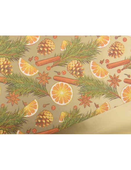 BOBINA PERLATO NARANJA PIÑAS ORO 0,7x40m