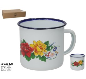 MUG ESMALTADA ROSAS 360 ML
