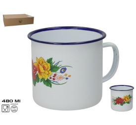 MUG ESMALTADA ROSAS 480 ML