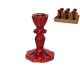 PORTAVELAS NANCY ROJO 7,5X7,5X11,2 CM