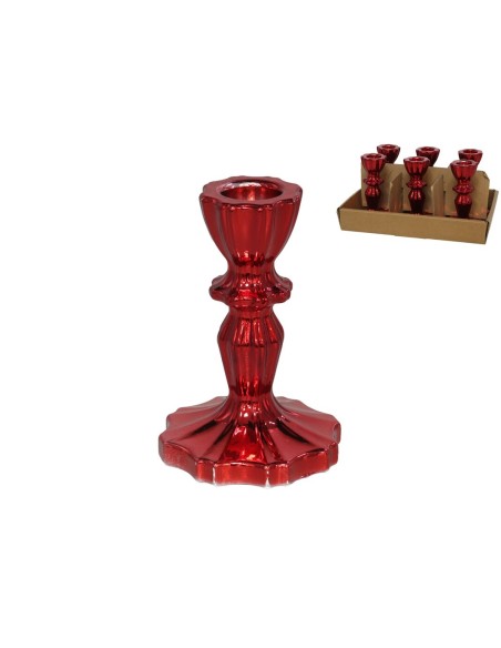 PORTAVELAS NANCY ROJO 7,5X7,5X11,2 CM