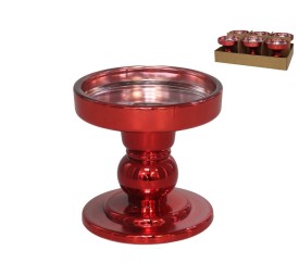 PORTAVELAS NANCY ROJO 8,6X8,6X8,5 CM