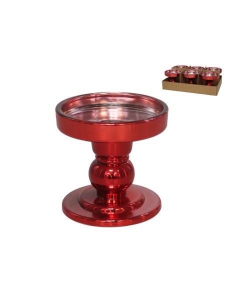 PORTAVELAS NANCY ROJO 8,6X8,6X8,5 CM