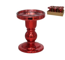 PORTAVELAS NANCY ROJO 8,6X8,6X11,3 CM