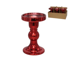 PORTAVELAS NANCY ROJO 8,6X8,6X13,5 CM