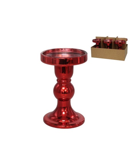 PORTAVELAS NANCY ROJO 8,6X8,6X13,5 CM