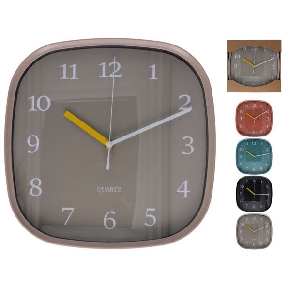 RELOJ PARED CUADRADO 4 SURTIDOS 29,7X29,7X4,7 CM