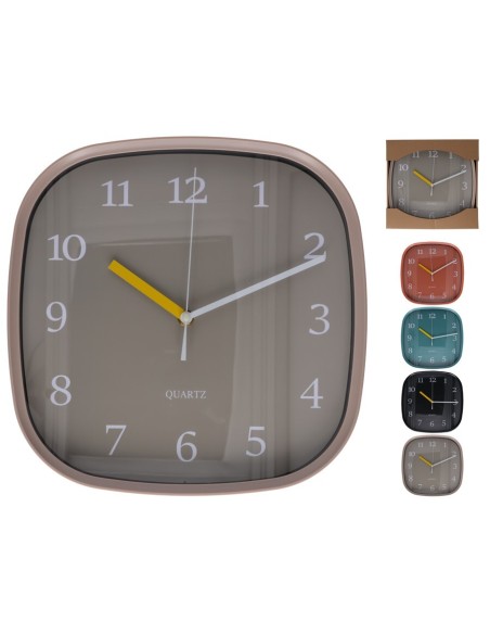 RELOJ PARED CUADRADO 4 SURTIDOS 29,7X29,7X4,7 CM