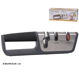 AFILADOR DE CUCHILLOS Y TIJERAS 3 POSICIONES NEGRO