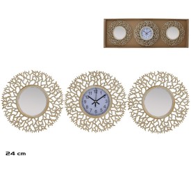 SET RELOJ 2 ESPEJOS 24 CM RAMAS