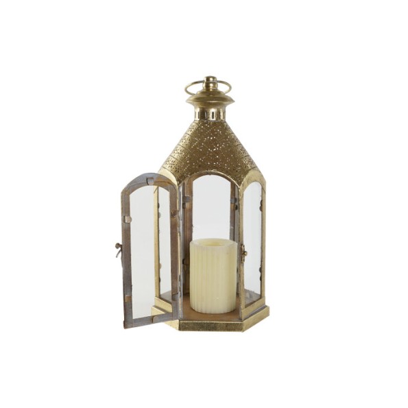 FAROL METAL CRISTAL 18X18X35,5 DORADO