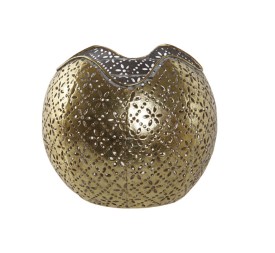 PORTAVELAS METAL CRISTAL 13,5X13,5X11,5 DORADO