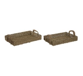 BANDEJA SET 2 SEAGRASS METAL 50X35X15 NATURAL