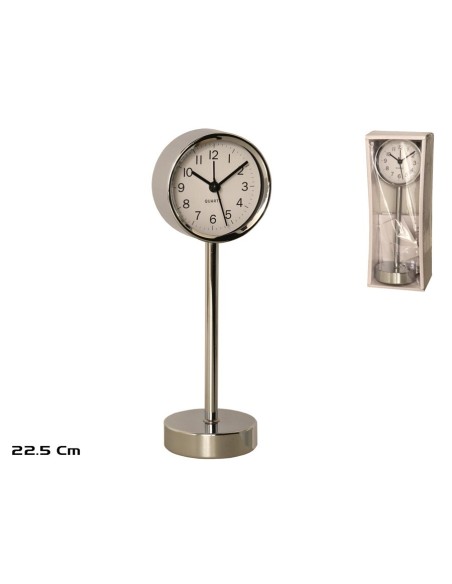 RELOJ DE MESA 7,6X6,6X22,5CM PLATA