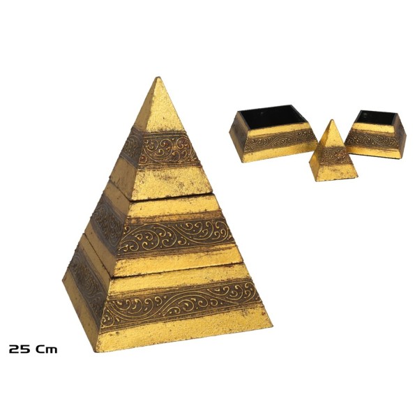 CAJA PIRAMIDE 25 CM ORO