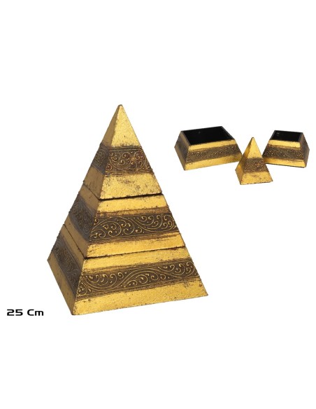 CAJA PIRAMIDE 25 CM ORO