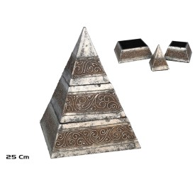 CAJA PIRAMIDE 25 CM PLATA