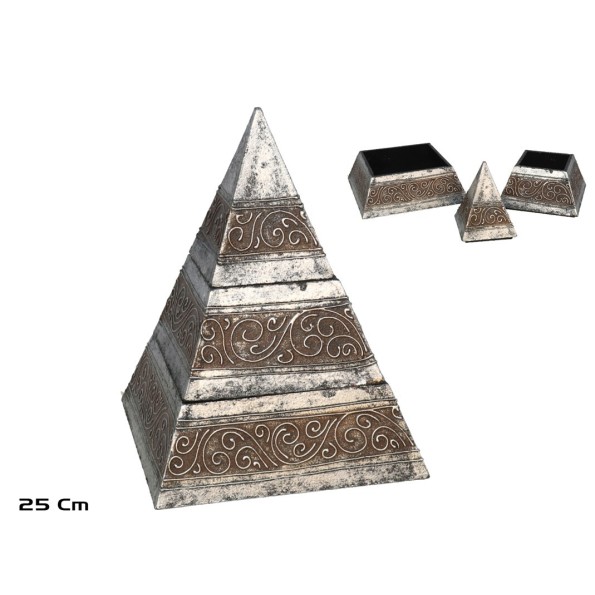 CAJA PIRAMIDE 25 CM PLATA