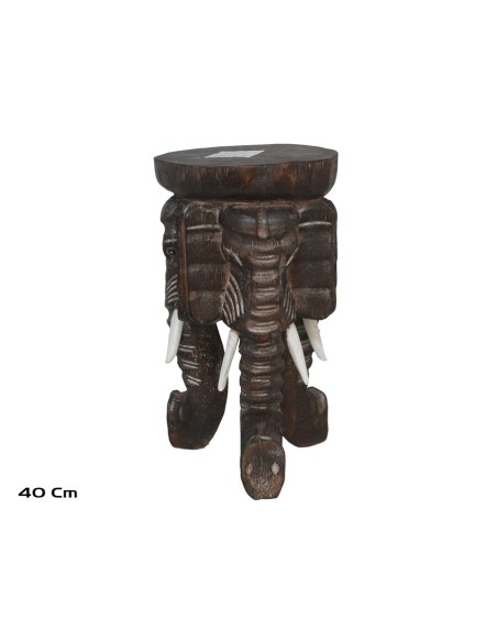 PEDESTAL ELEFANTE 40 CM MARRON GRIS