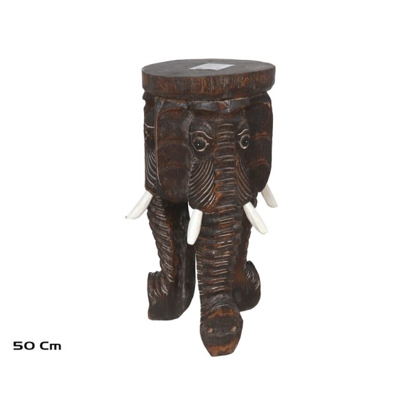 PEDESTAL ELEFANTE 50 CM MARRON GRIS