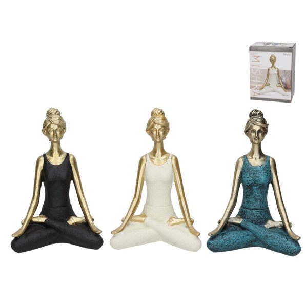 FIGURA YOGA MISHKA 3 SURT 13,5X9X19,5 CM RESINA