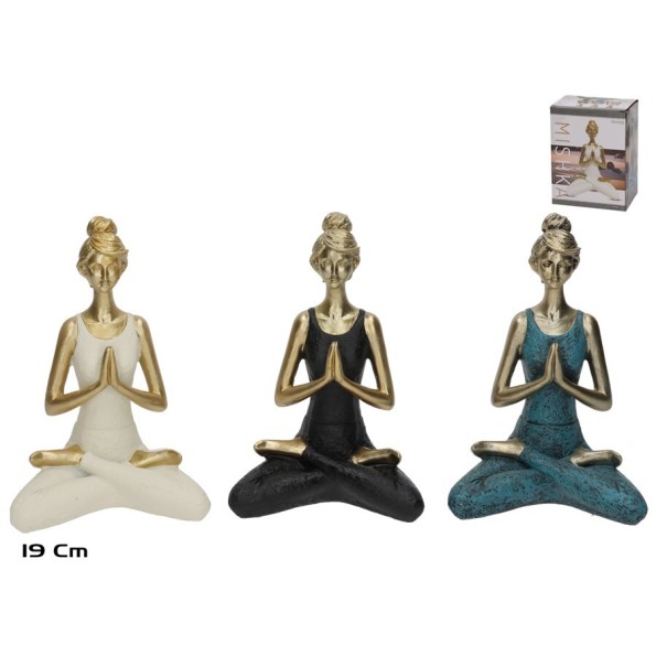 FIGURA YOGA MISHKA 3 SURT 14X9X19 CM RESINA