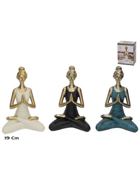 FIGURA YOGA MISHKA 3 SURT 14X9X19 CM RESINA
