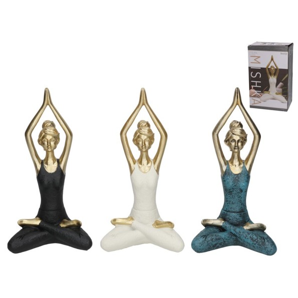 FIGURA YOGA MISHKA 3 SURT 13,5X8,8X24 CM RESINA