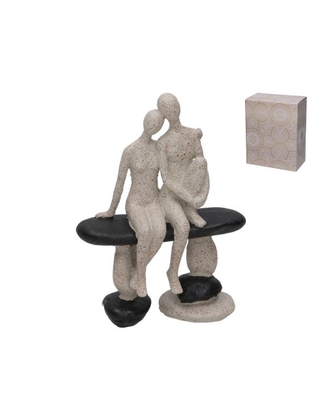 FIGURA PAREJA SENTADOS 15,5X7,5X20,5 CM RESINA
