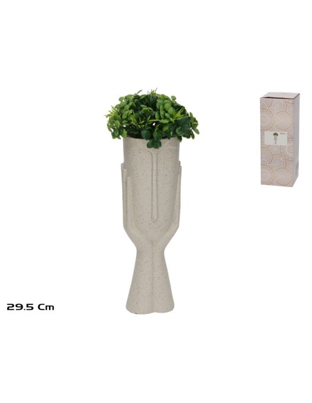 FLORERO C/PLANTA SARAYU 13X13X29,5 CM RESINA