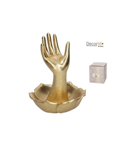 ANILLERO MANO ANJALI DORADA 13,7X14,2X18 CM RESINA