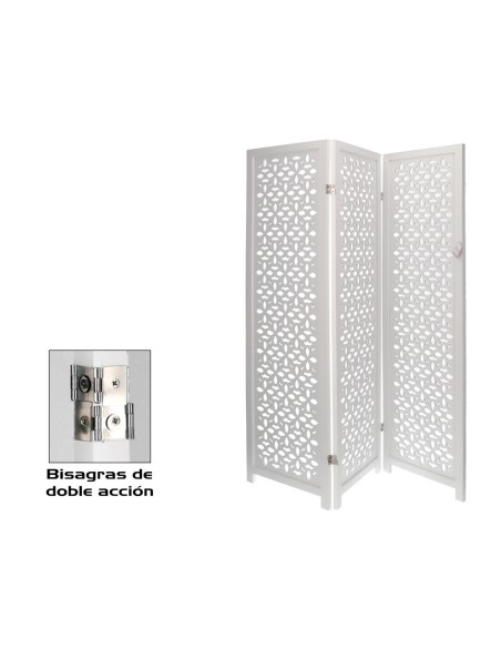 BIOMBO MADERA LUNA BLANCO 3/HOJAS 170X45 CM