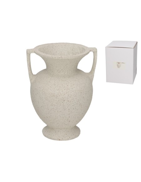 VASIJA NAVIL CREMA 16X14,5X20,5 CM RESINA