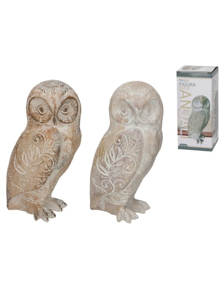 FIGURA BUHO ANJALI 2 COL. SURT 20X10X9.5 CM RESINA