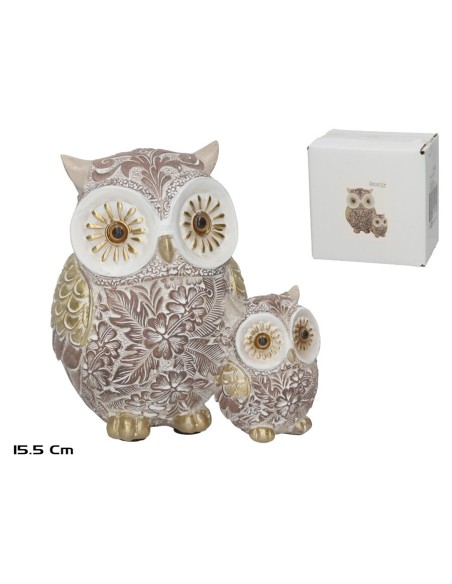 FIGURA BUHO MAMA Y BEBE KINARI 14,5X9X15,5 CM FIGURA BUHO MAMA Y BEBE KINARI 14,5X9X15,5 CM