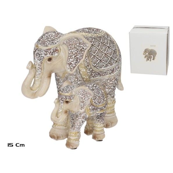 FIGURA ELEFANTE MAMA Y BEBE SARAYU 17,5X10X15 CM R