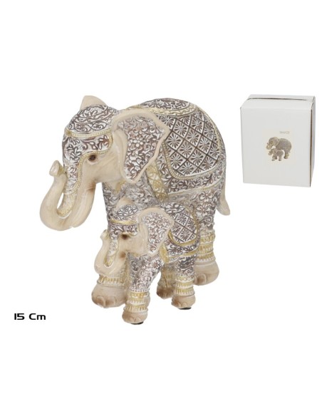 FIGURA ELEFANTE MAMA Y BEBE SARAYU 17,5X10X15 CM R