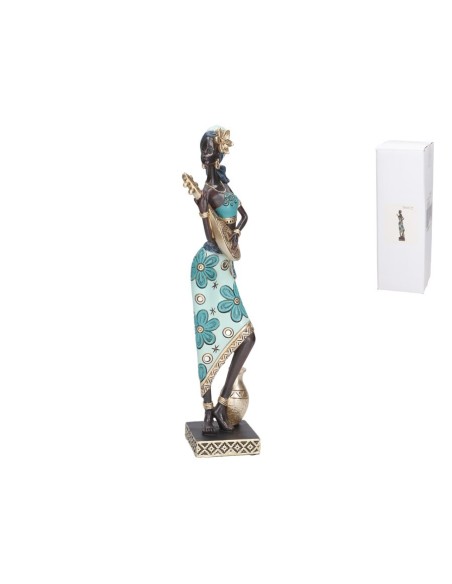 FIGURA MUJER AFRICANA SHAKTI 8X6,5X31,5 CM