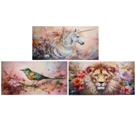 CANVAS ALTO BRILLO 3 SURT ANIMALES 30X60X1,8 CM